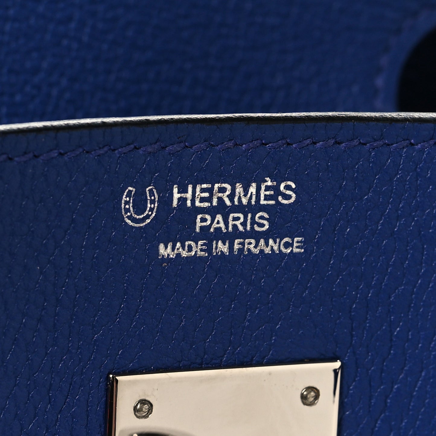 Taurillon Novillo Horseshoe Birkin 30 Bleu Brighton