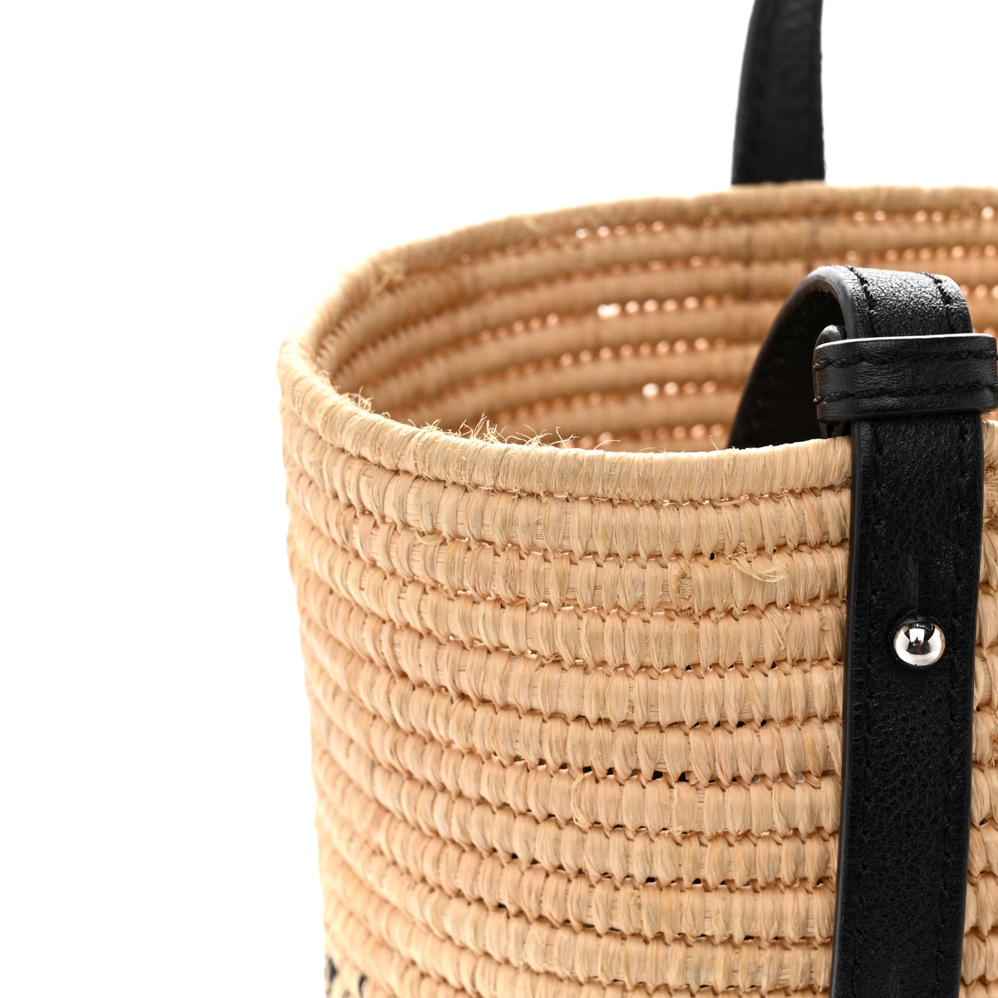 Raffia Small Square Basket Tote Bag Natural Black