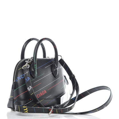 Balenciaga Calfskin Logo Print XXS Ville Top Handle Bag Black Multicolor 3 of 8