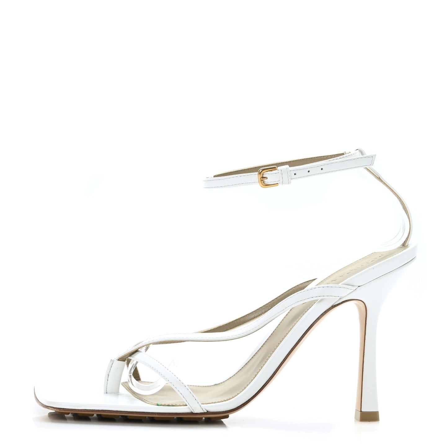 Lambskin Stretch Multi Strap 90mm Sandals 39 Optic White