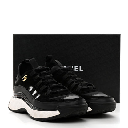 Chanel Velvet Calfskin Mixed Fibers CC Sneakers 39.5 Black 9 of 9