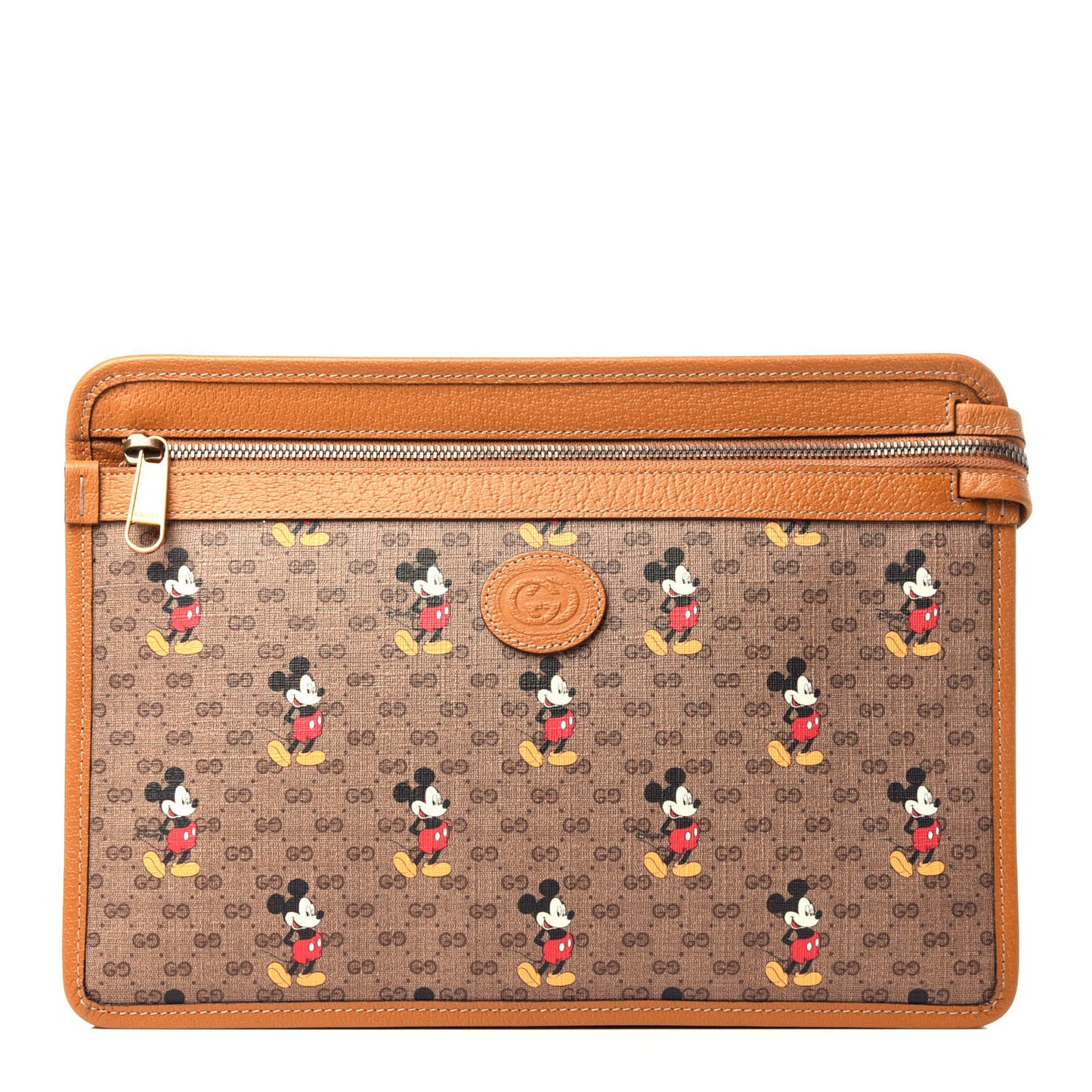 X DISNEY Mini Vintage GG Supreme Monogram Mickey Mouse Documents Holder Beige Vintage Sun Oil