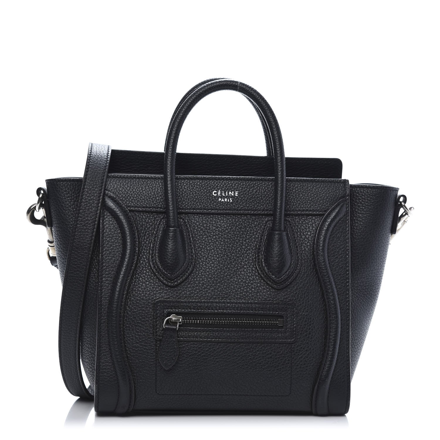 Celine Drummed Calfskin Nano Luggage Black 1 of 10