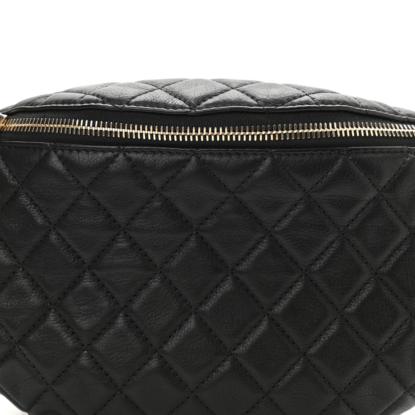 Calfskin Quilted Banane Waist Bag Fanny Pack Black
