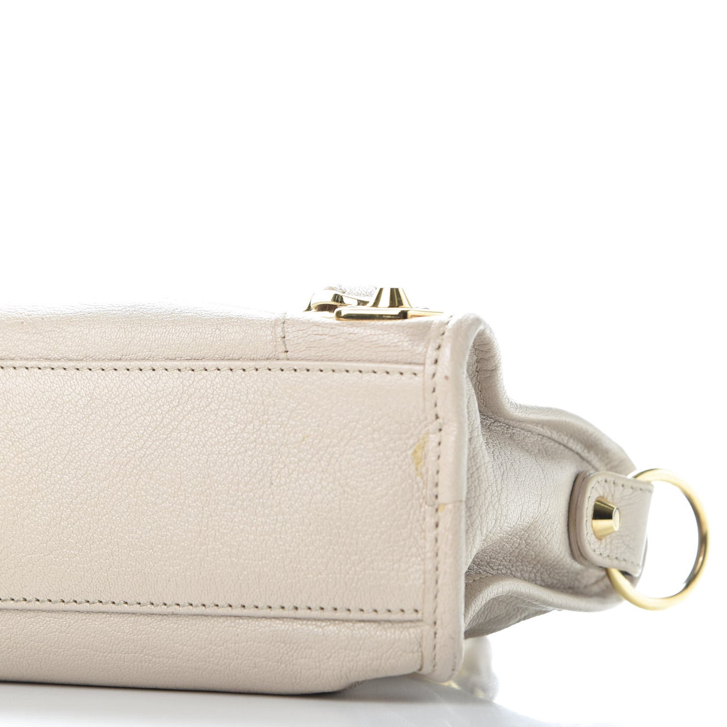 Chevre Gold Metallic Edge Hardware Mini City Beige Praline