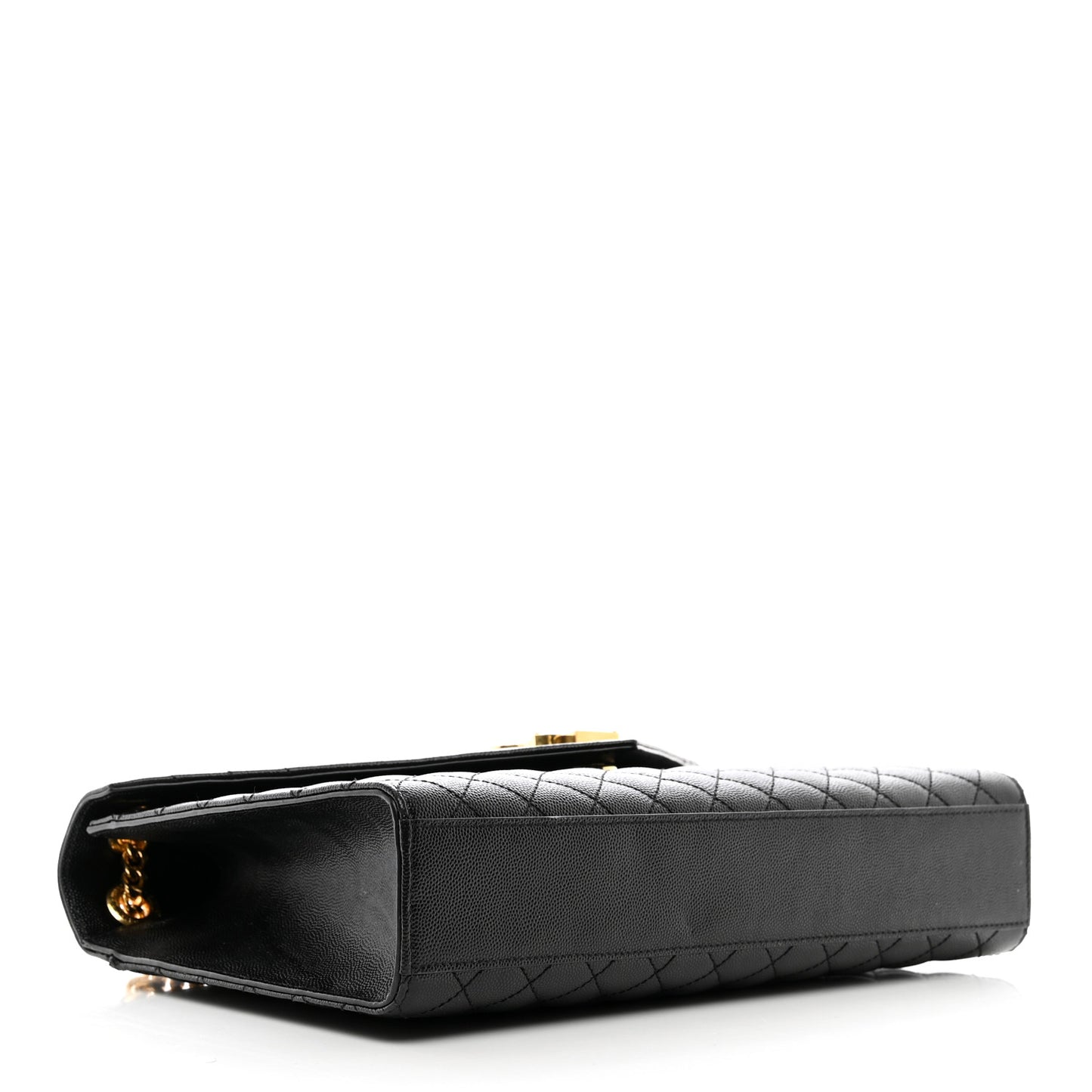 Grain De Poudre Textured Mixed Matelasse Large Triquilt Monogram Satchel Black