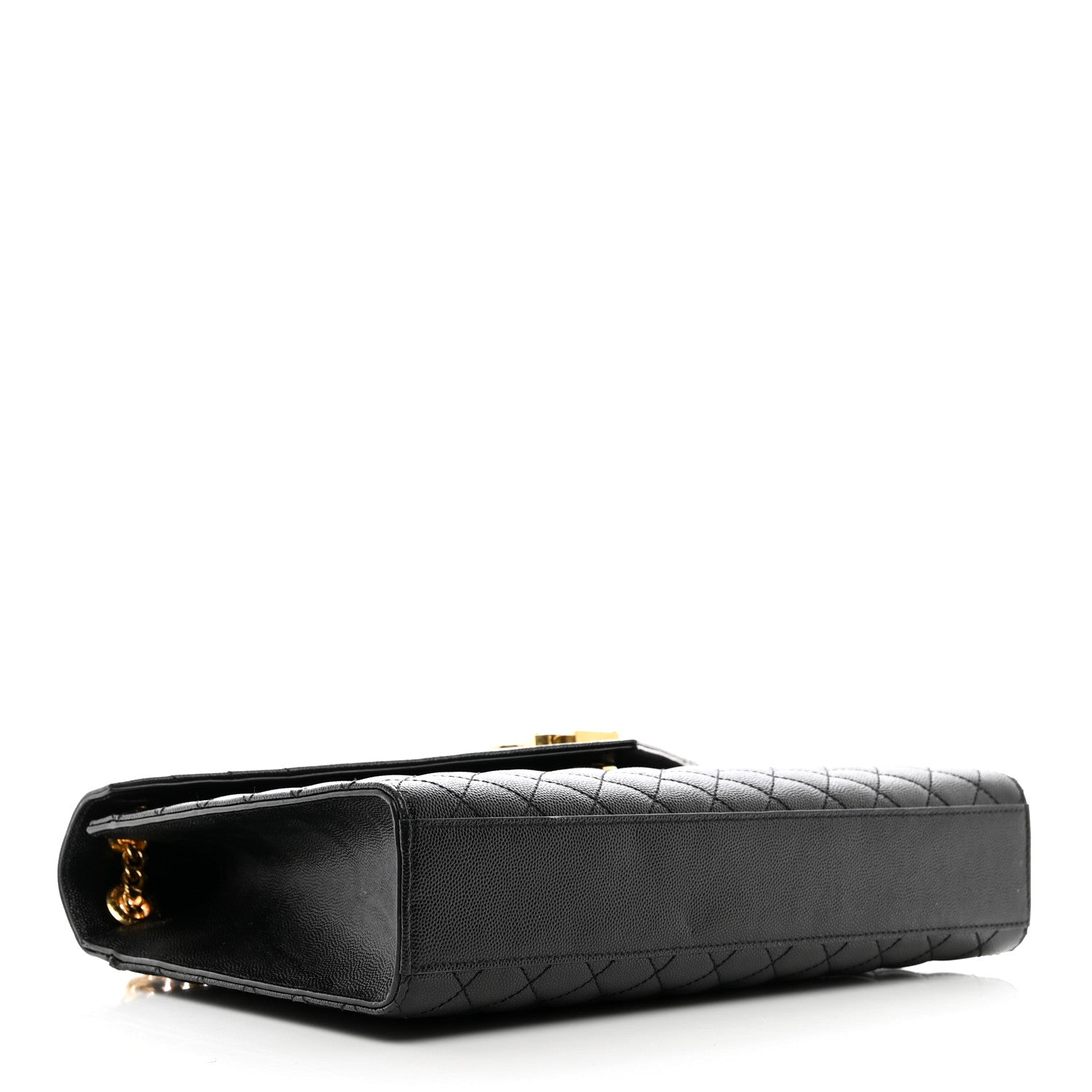 Saint Laurent Grain De Poudre Textured Mixed Matelasse Large Triquilt Monogram Satchel Black 4 of 11