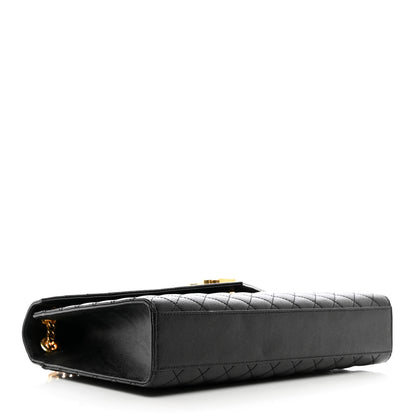 Saint Laurent Grain De Poudre Textured Mixed Matelasse Large Triquilt Monogram Satchel Black 4 of 11