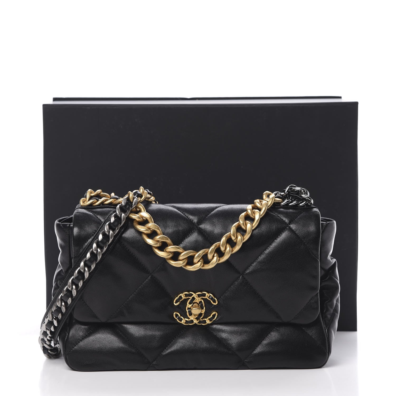 Chanel Goatskin Quilted Large 19 Flap Black 12 of 12
