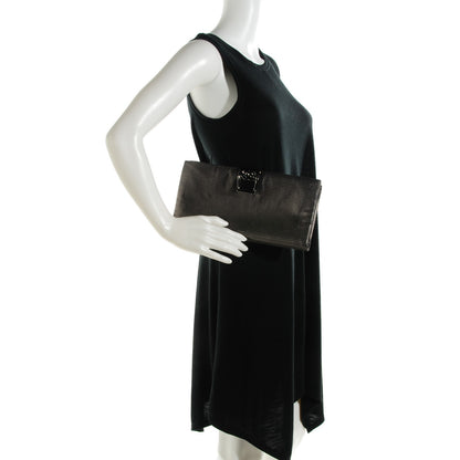 Chanel Perforated Lambskin CC Clutch Metallic Dark Grey 2 of 7