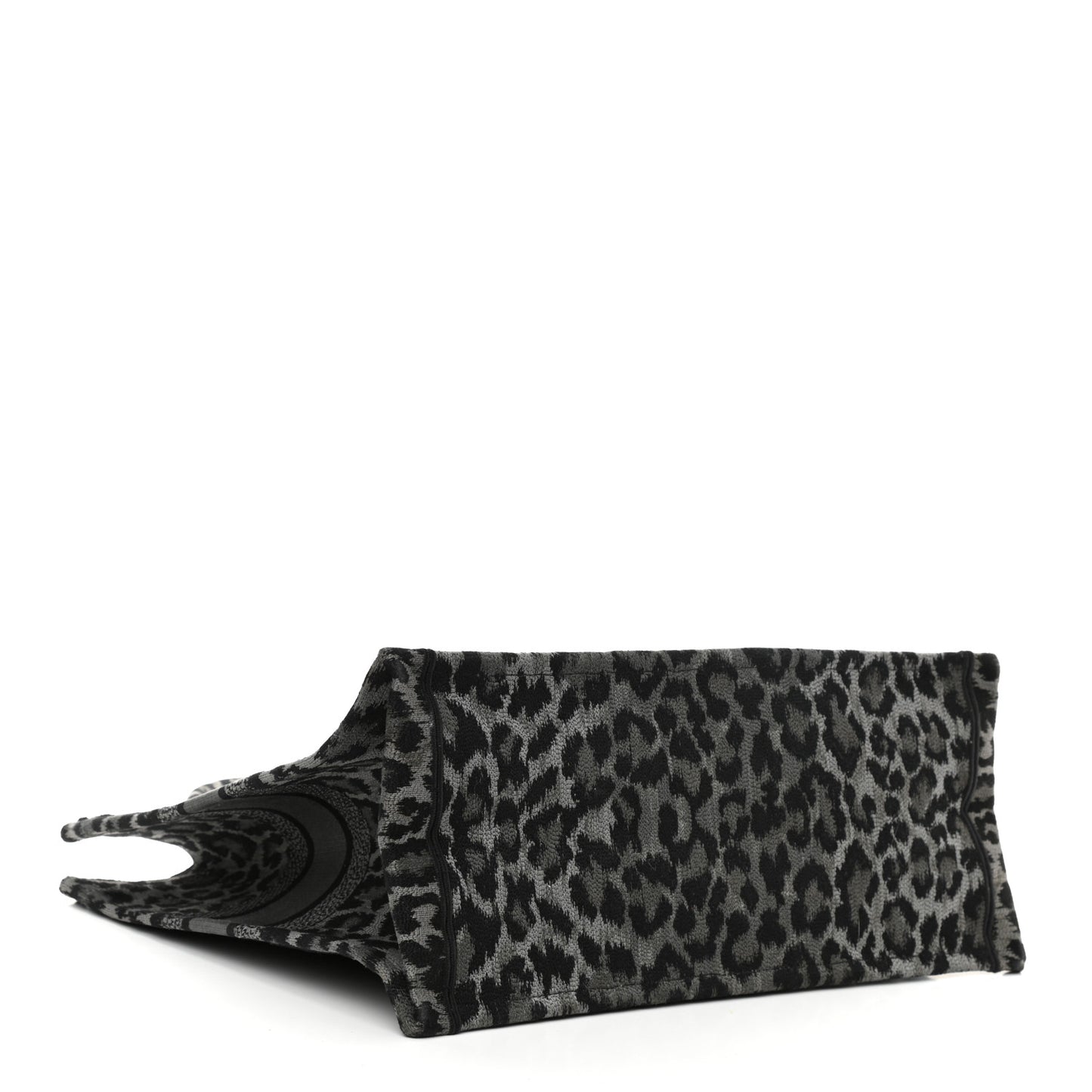 Canvas Embroidered Large Leopard Book Tote Grey