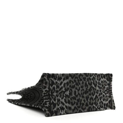Christian Dior Canvas Embroidered Large Leopard Book Tote Grey 4 of 10
