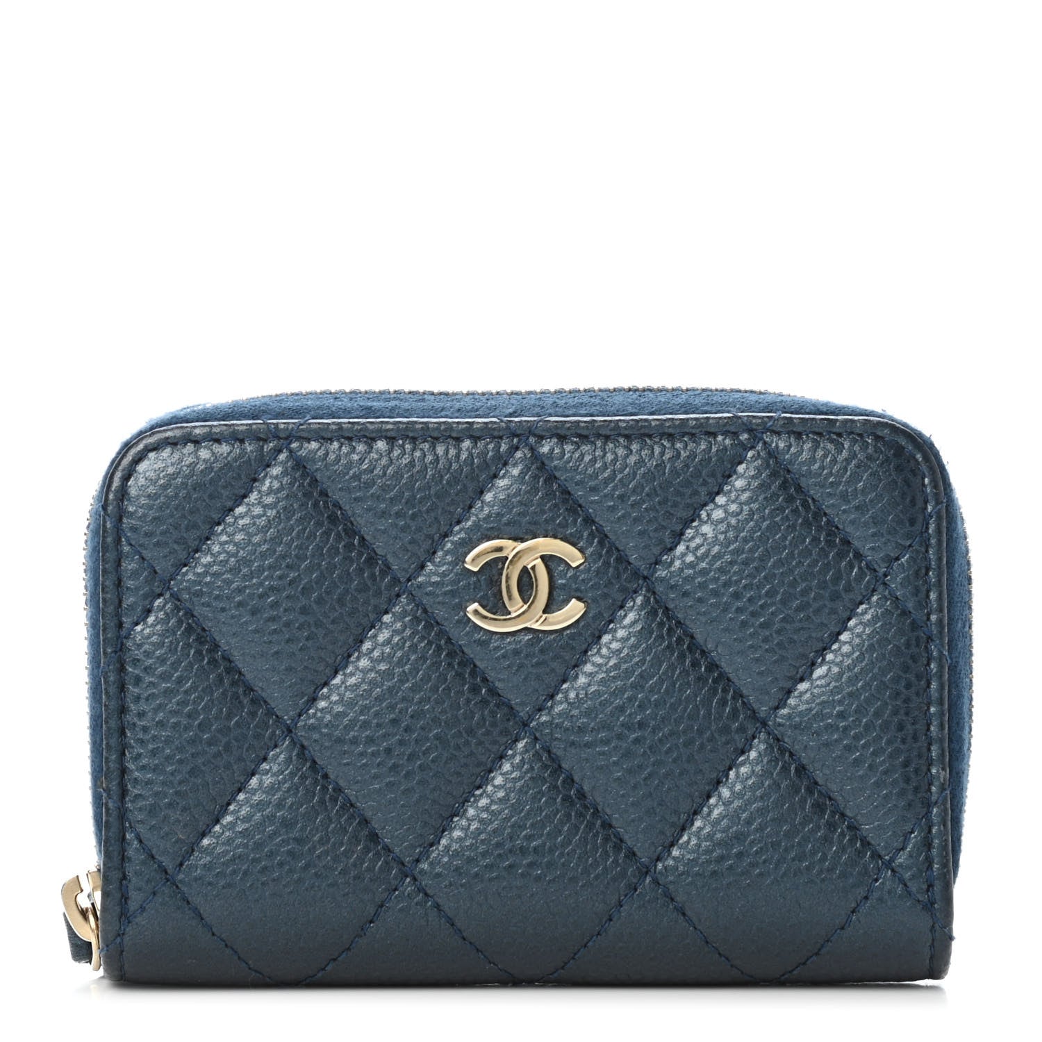 Chanel Iridescent Caviar Quilted Zip Coin Purse Dark Blue 1 of 4