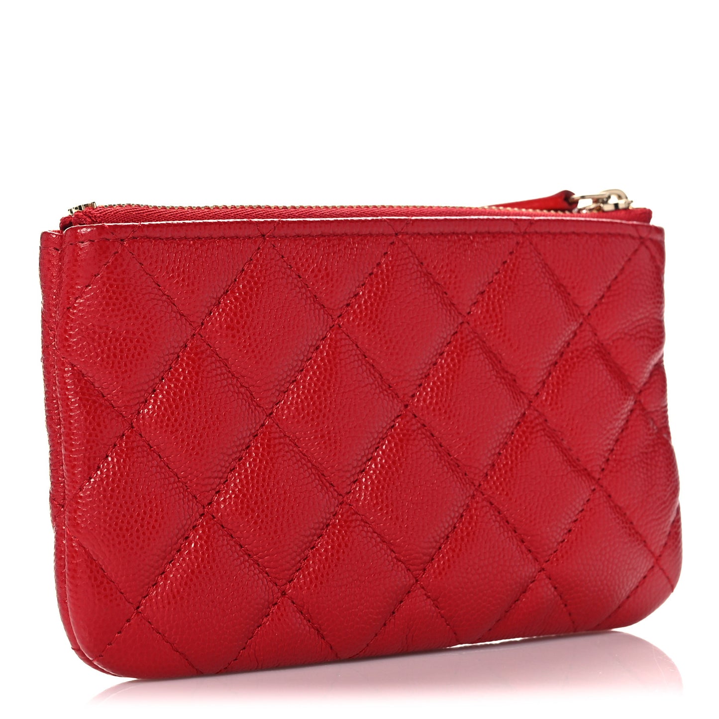 Caviar Quilted Small Cosmetic Case Red