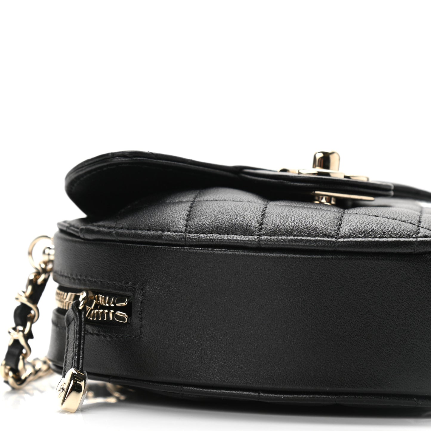 Lambskin Quilted CC In Love Heart Clutch With Chain Black