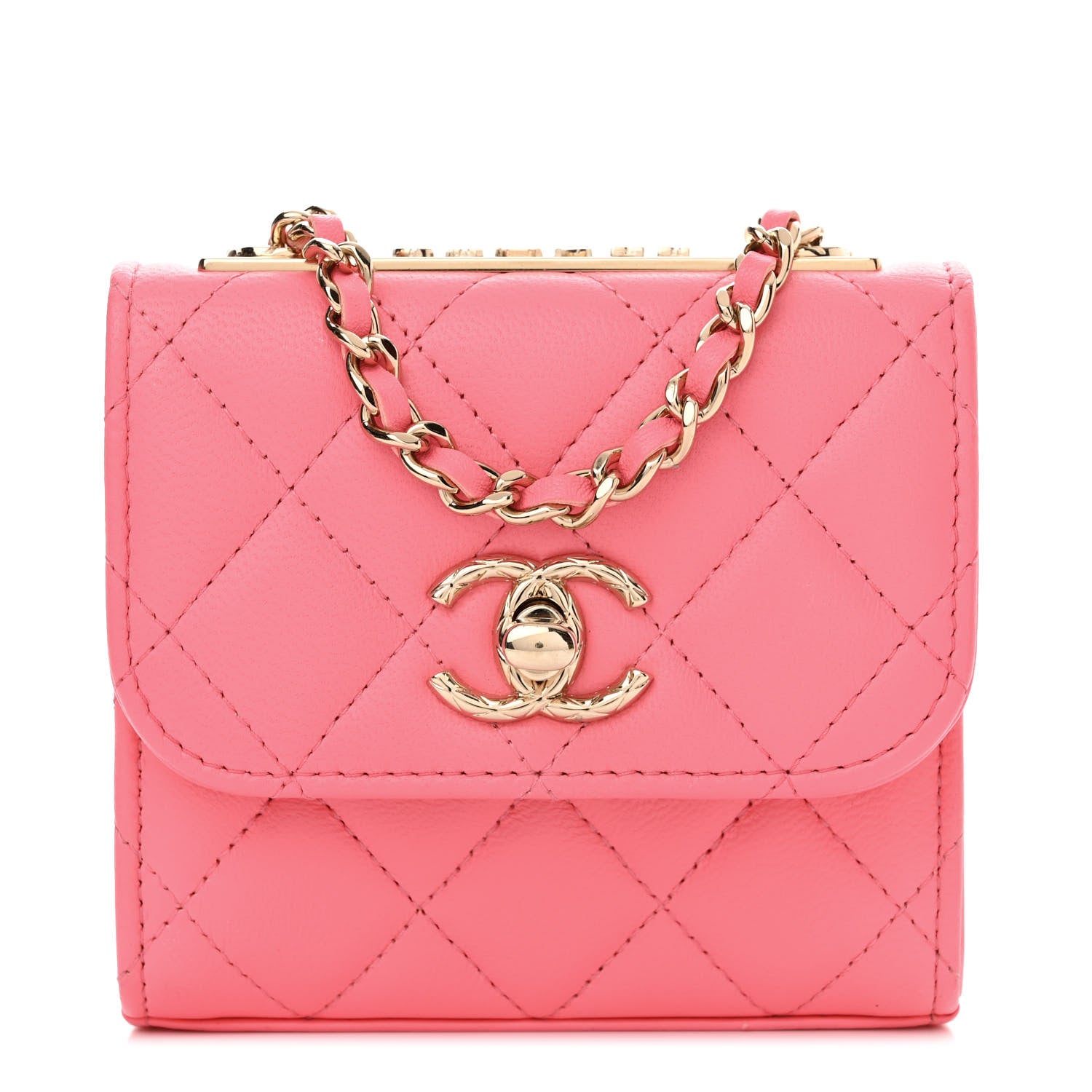 Chanel Lambskin Quilted Mini Trendy CC Clutch With Chain Coral Pink 1 of 11