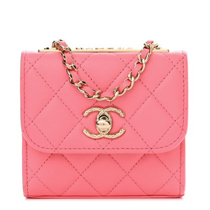 Chanel Lambskin Quilted Mini Trendy CC Clutch With Chain Coral Pink 1 of 11