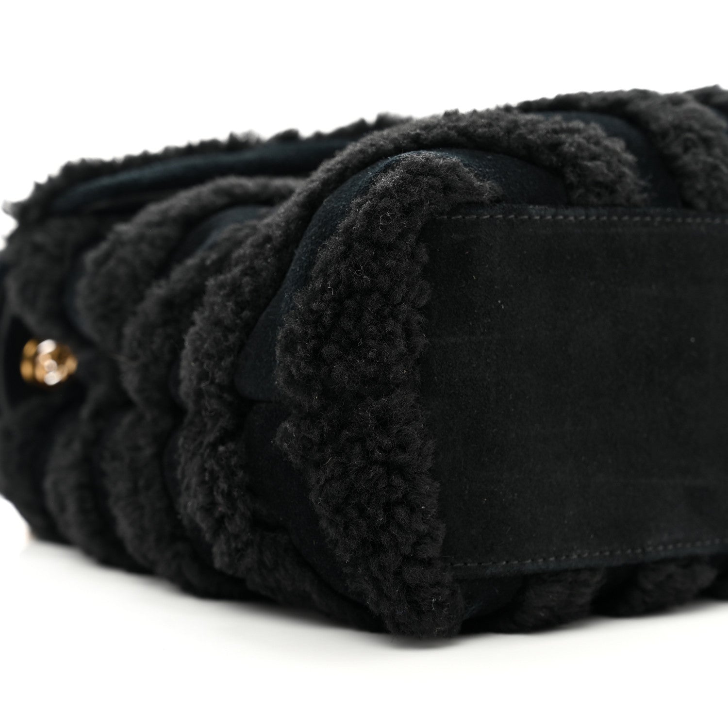 Saint Laurent Suede Shearling Y Quilted Monogram Small Loulou Chain Satchel Black 8 of 9