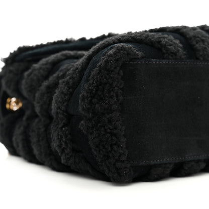 Saint Laurent Suede Shearling Y Quilted Monogram Small Loulou Chain Satchel Black 8 of 9