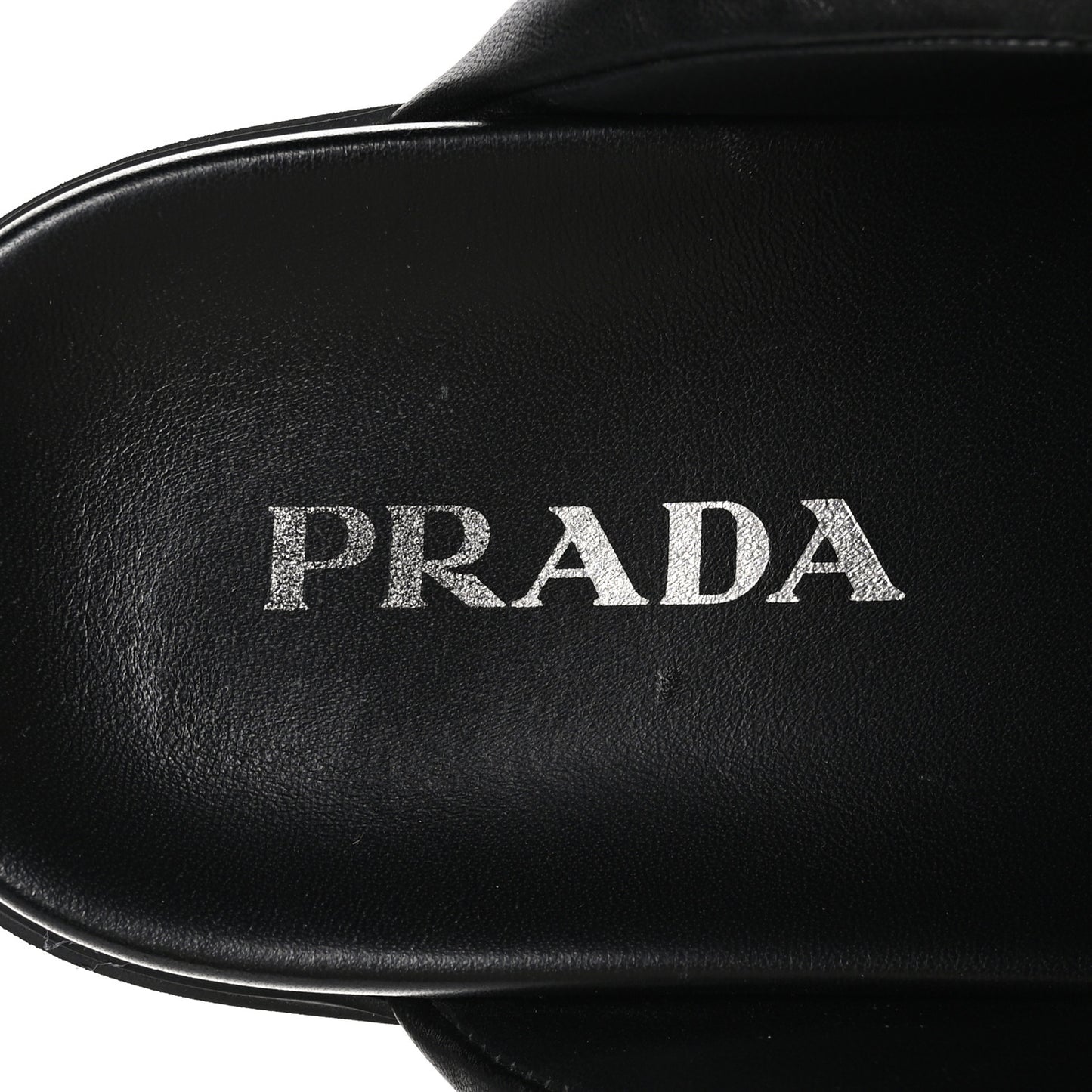 Nappa Soft Padded Metal Triangle Logo Lug Sole 20mm Mules 39 Black