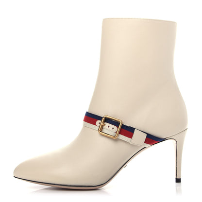 Gucci Nappa Sylvie Ankle Boots 38.5 Mystic White 1 of 8