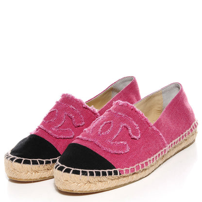 Chanel Toile CC Espadrilles 38 Pink Black 4 of 9