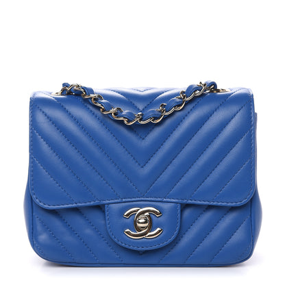 Chanel Lambskin Chevron Quilted Mini Square Flap Blue 1 of 10