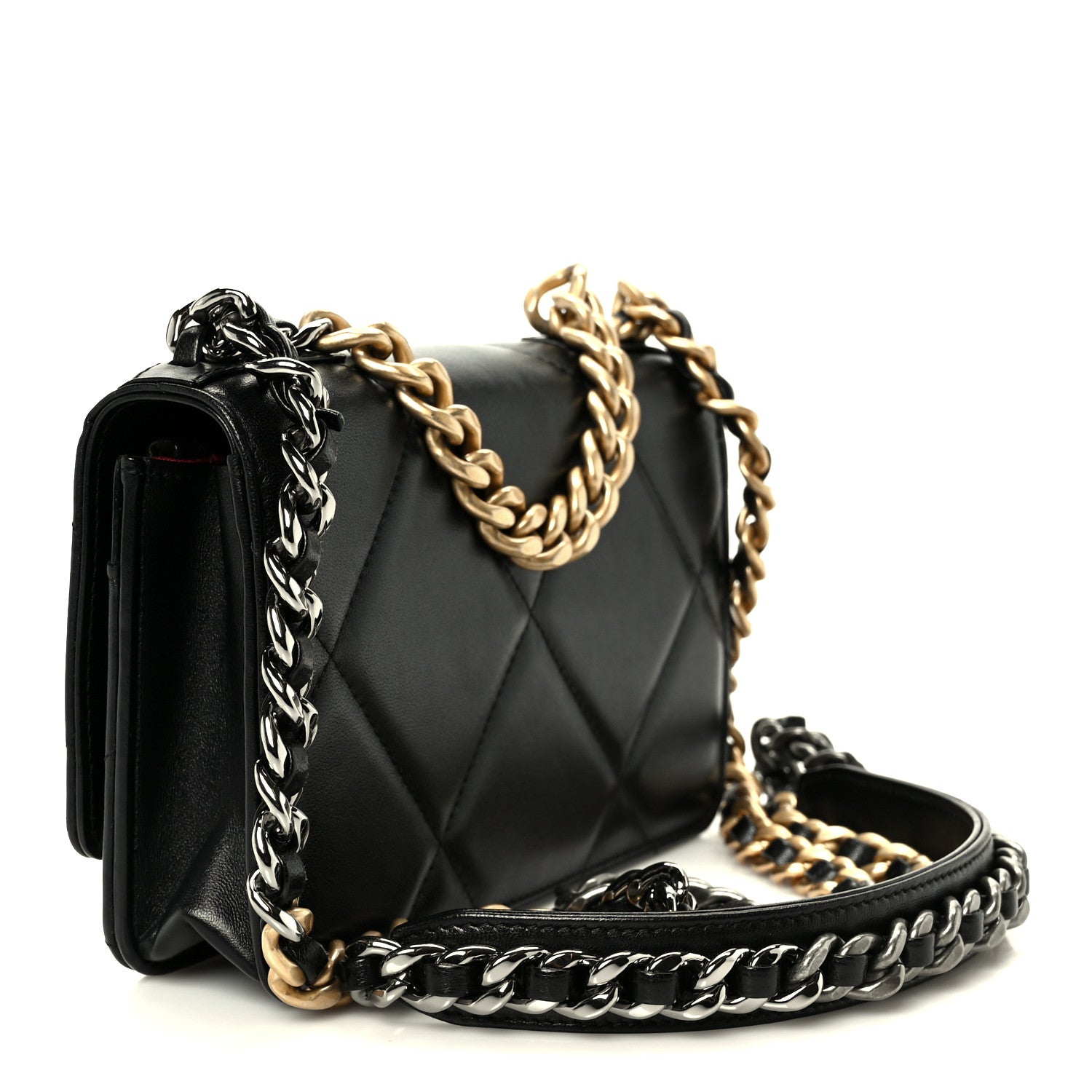 Chanel Lambskin Quilted Chanel 19 Wallet On Chain WOC Black 5 of 23