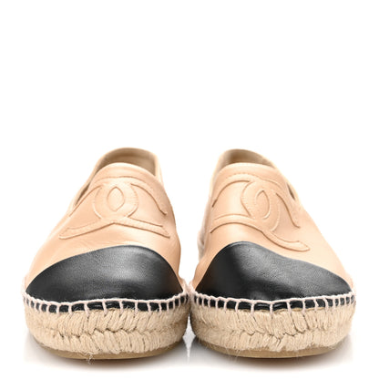 Chanel Lambskin CC Espadrilles 40 Beige Black 3 of 10
