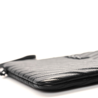 Saint Laurent Lambskin Matelasse Chevron Monogram Monochrome A5 Wristlet Black 9 of 11