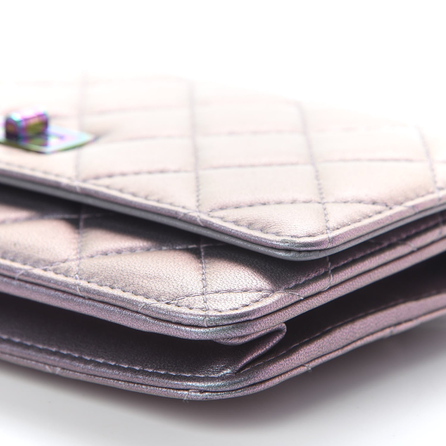 Chanel Iridescent Lambskin Quilted Reissue Wallet On Chain WOC Light Purple 10 of 10