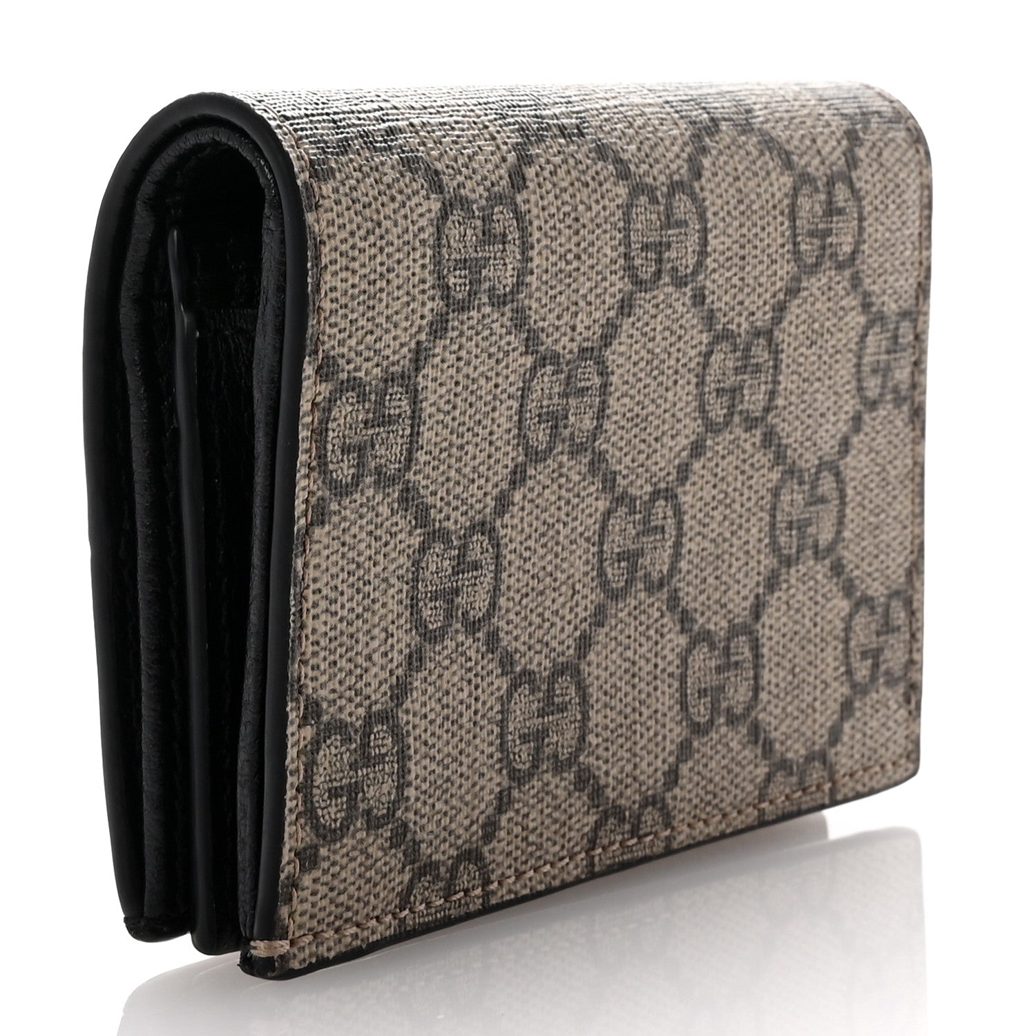 Gucci Dollar Calfskin GG Supreme Monogram GG Marmont Card Case Black Beige Ebony 3 of 7
