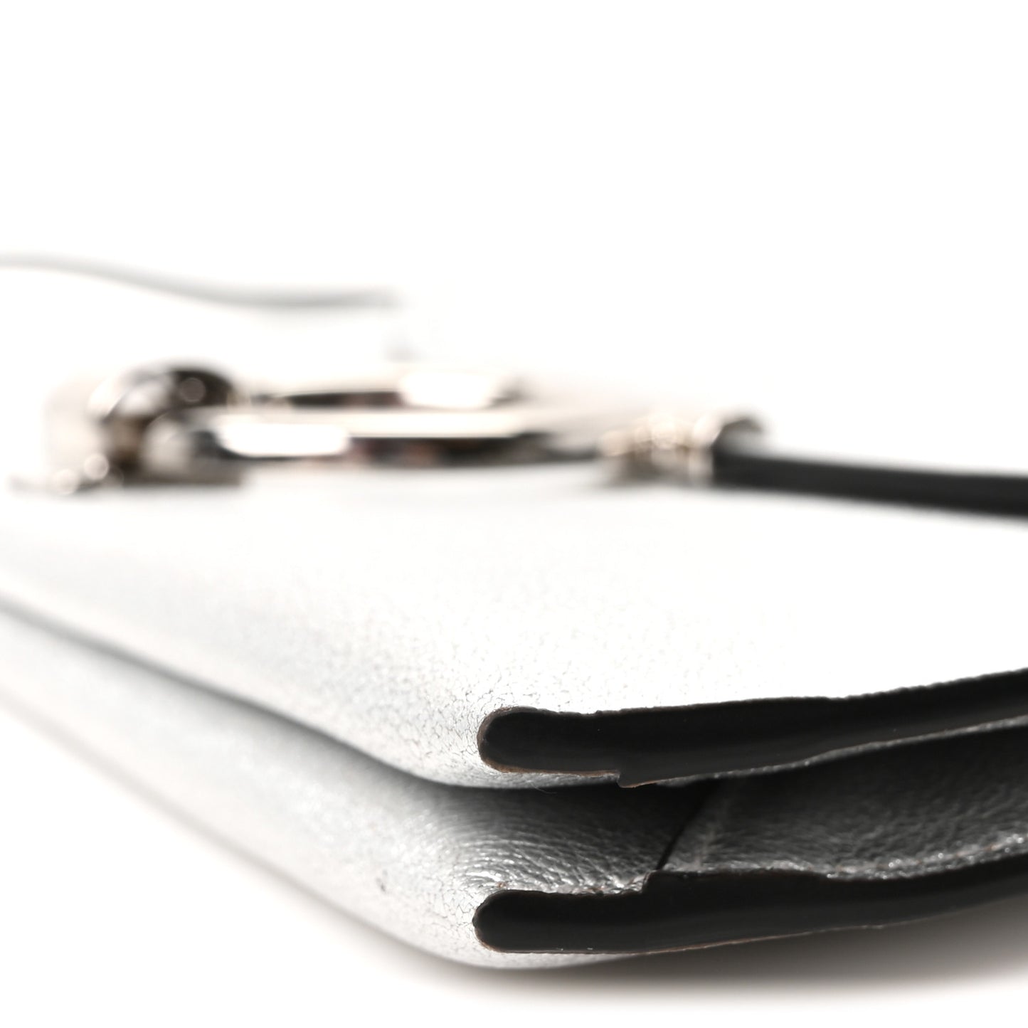 Metallic Calfskin Gancini Clutch Silver