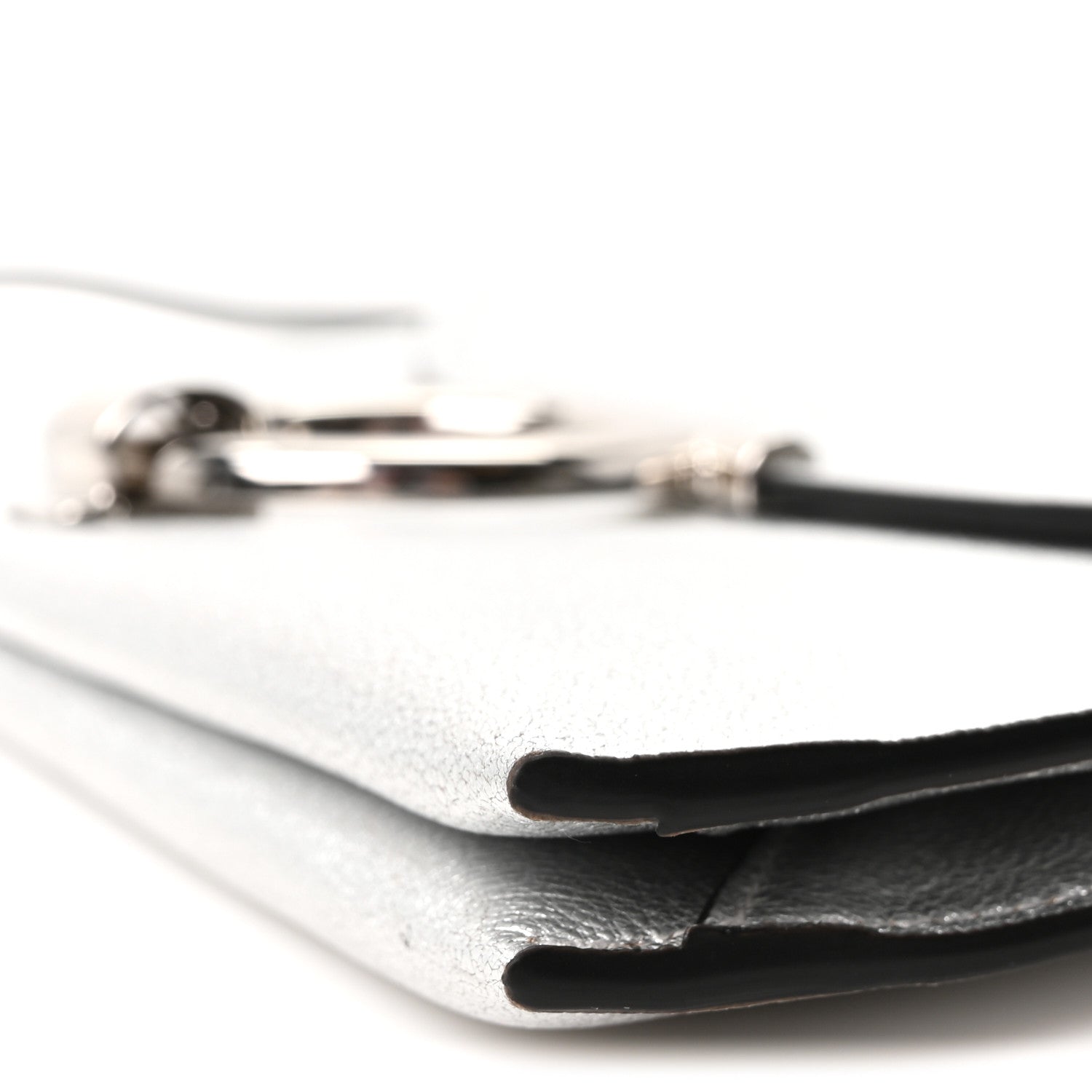 Salvatore Ferragamo Metallic Calfskin Gancini Clutch Silver 10 of 10