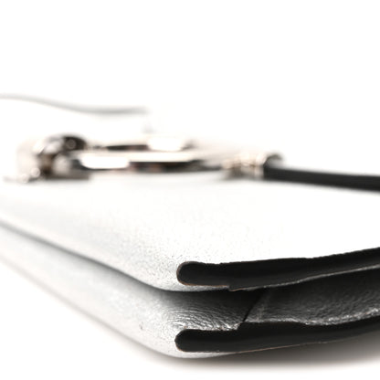 Salvatore Ferragamo Metallic Calfskin Gancini Clutch Silver 10 of 10