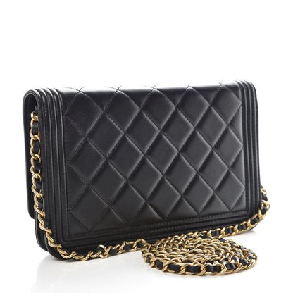 Chanel Lambskin Quilted Boy Wallet On Chain WOC Black 3 of 12