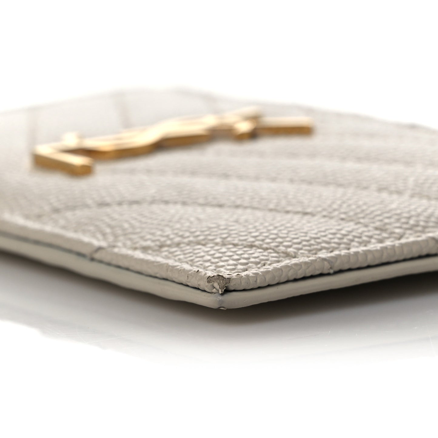 Grain De Poudre Matelasse Chevron Monogram Fragments Zippered Card Case Crema Soft