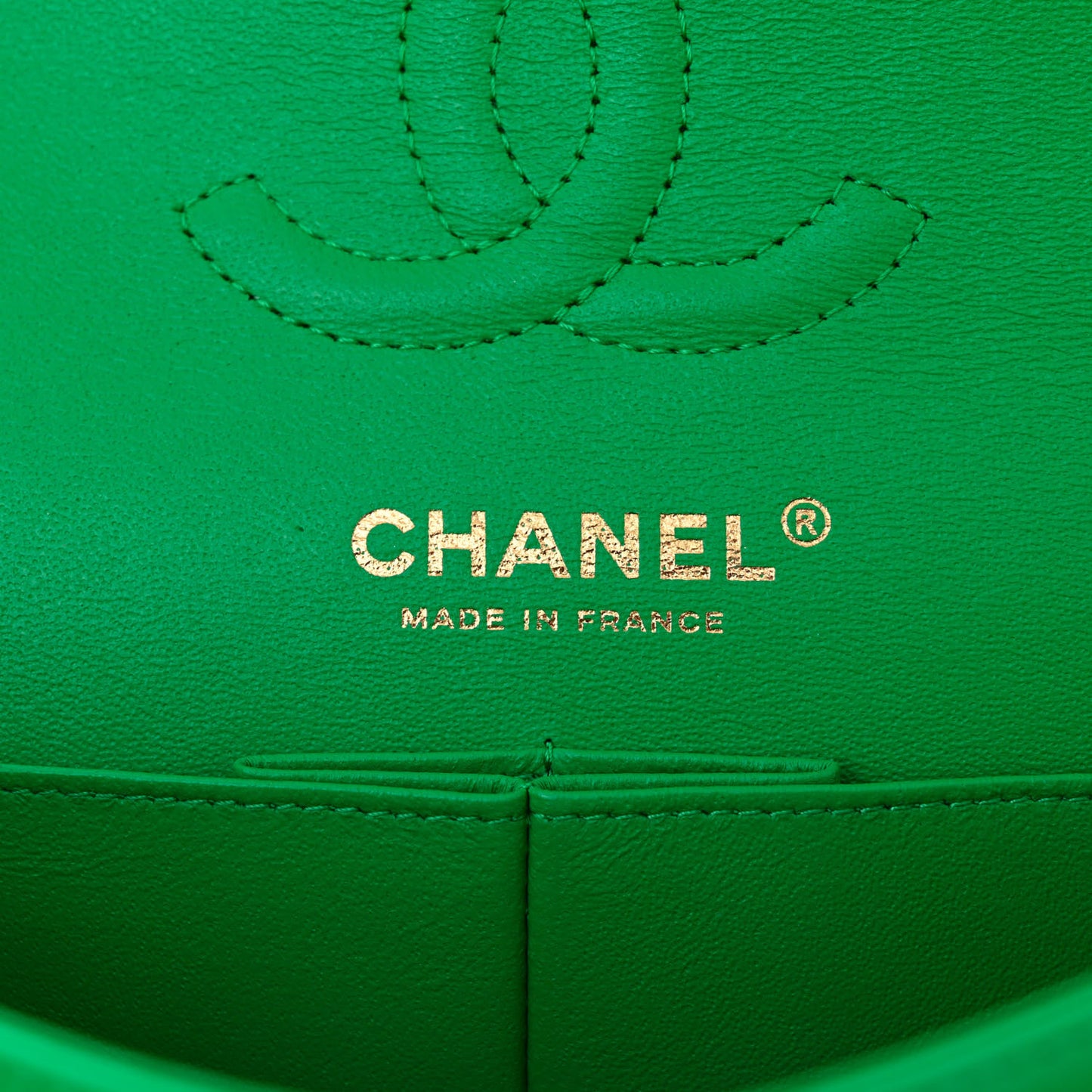 Lambskin Quilted Small Double Flap Green