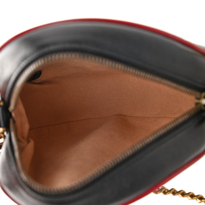 Gucci Vintage Effect Calfskin Matelasse Diagonal Mini Torchon GG Marmont Round Shoulder Bag Black Romantic Cherry 5 of 10