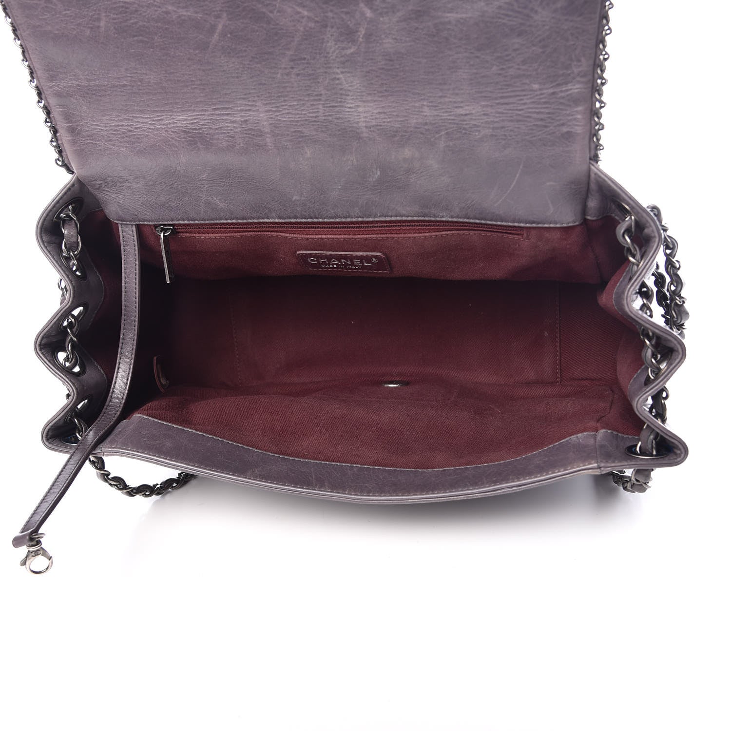 Chanel Calfskin Quilted Large CC Enchained Accordion Flap Grey 5 of 17