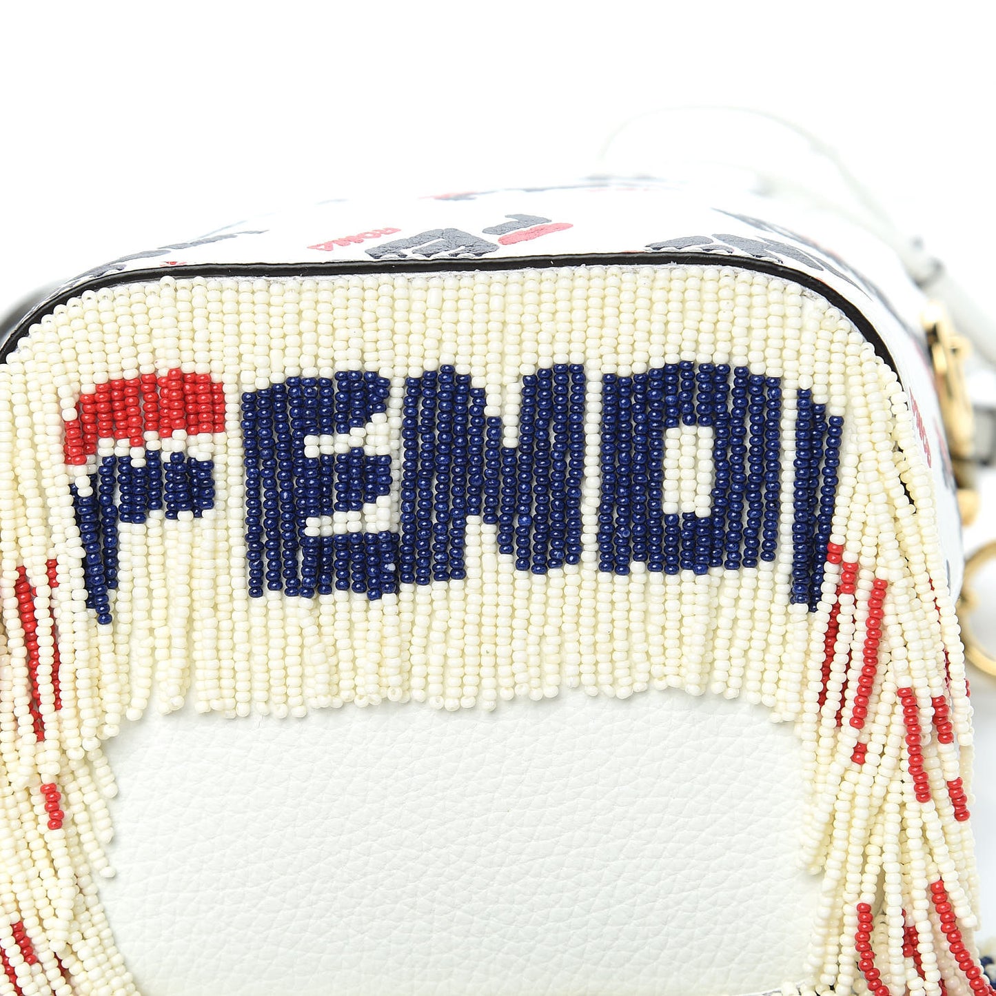 X FILA Calfskin F is Fendi Mania Fringe Mini Mon Tresor Bucket Bag White