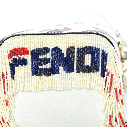 Fendi X FILA Calfskin F is Fendi Mania Fringe Mini Mon Tresor Bucket Bag White 9 of 11