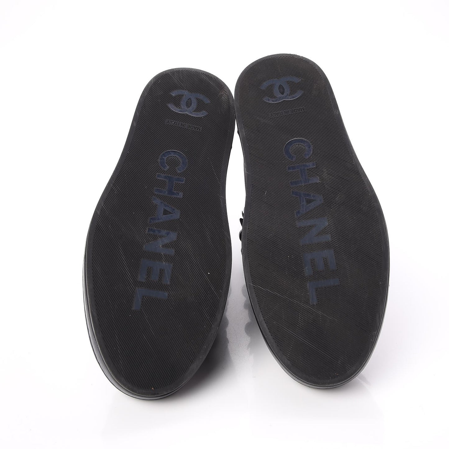 Calfskin Camellia High Top Sneakers 39.5 Navy