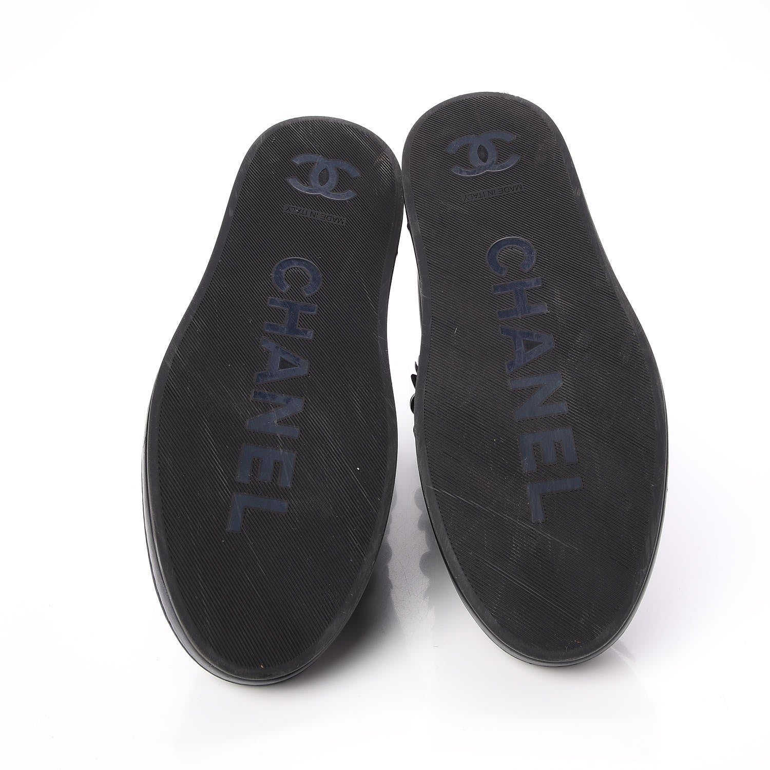 Chanel Calfskin Camellia High Top Sneakers 39.5 Navy 5 of 9