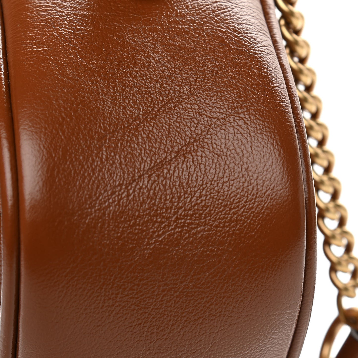 Glazed Calfskin Matelasse Diagonal Small GG Marmont Chain Shoulder Bag Cuir