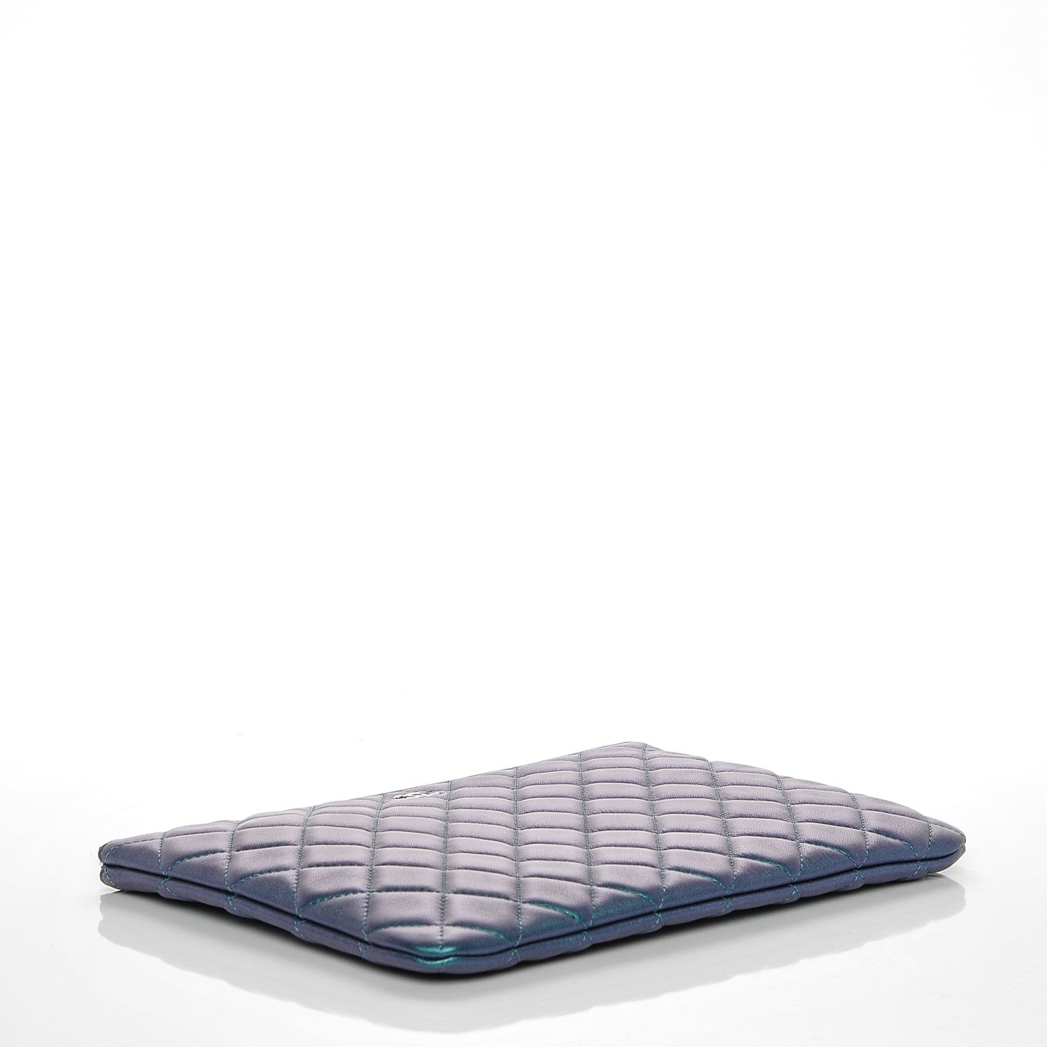 Chanel Iridescent Lambskin Quilted Medium Cosmetic Case Turquoise 4 of 7