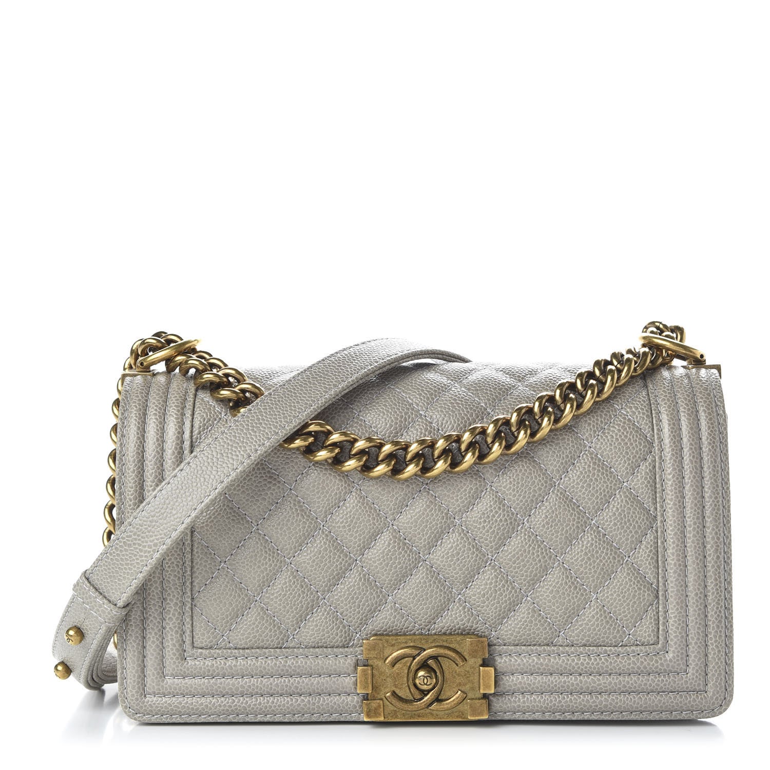 Chanel Caviar Quilted Medium Boy Flap Light Grey 1 of 11