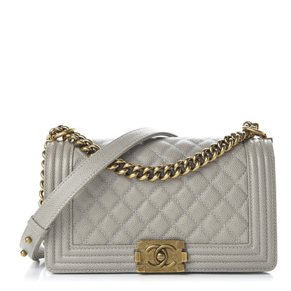 Chanel Caviar Quilted Medium Boy Flap Light Grey 1 of 11