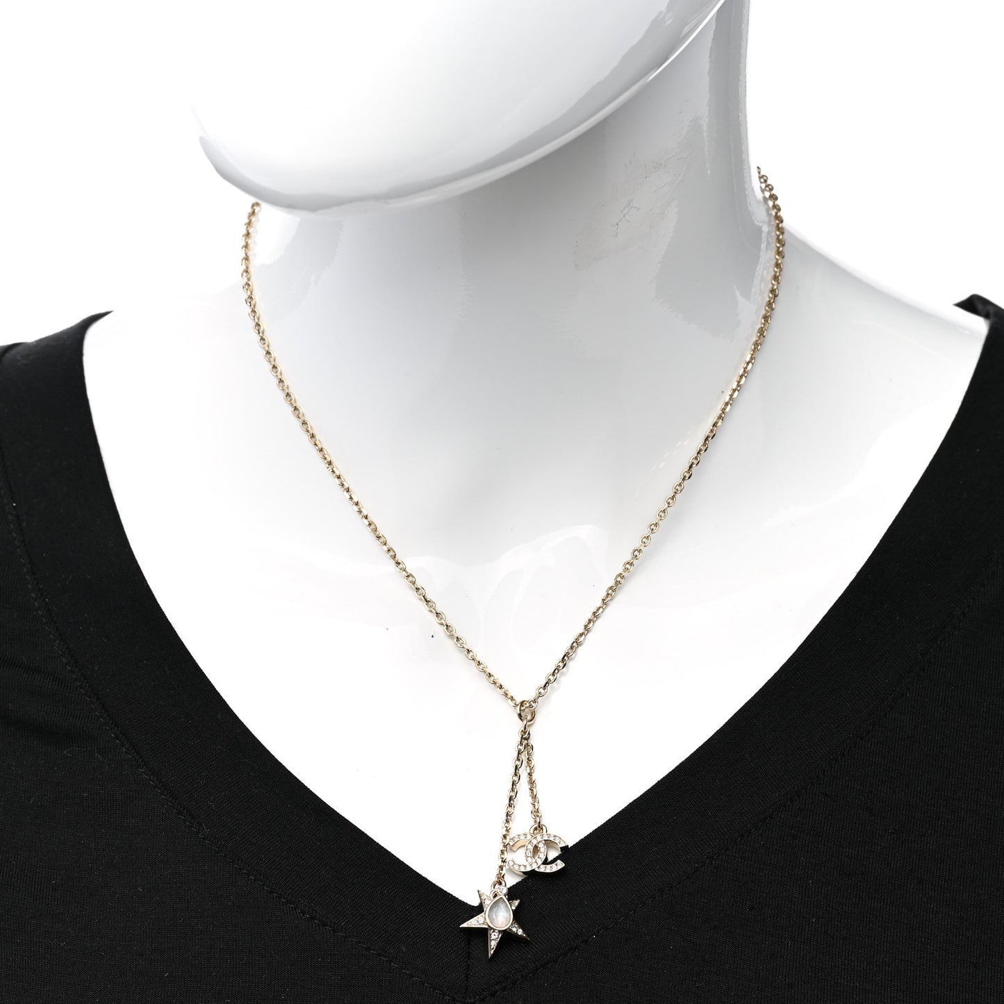 Crystal CC Star Necklace Gold Pink Blue