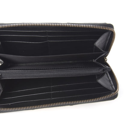 Gucci Calfskin Matelasse GG Marmont Zip Around Wallet Black White 4 of 6